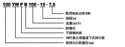 YW無(wú)堵塞排污液下泵型號(hào)意義